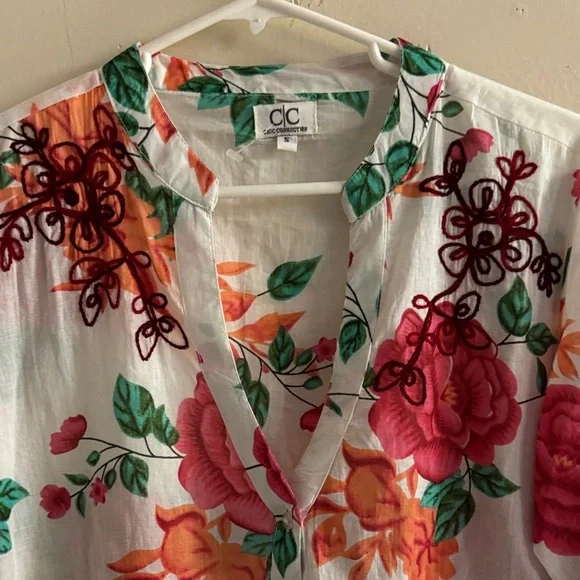 Chic connection- blouse-embroidered Floral 100% cotton -made in India - Picture 10 of 10